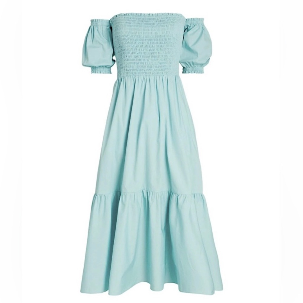 INTERMIX Aubrey Smocked Poplin Midi Dress